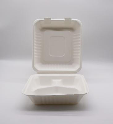 China Biodegradable Disposable Bio Take Away Compostable Clamshell Food Container Packing Lunch Box Biodegradable for sale