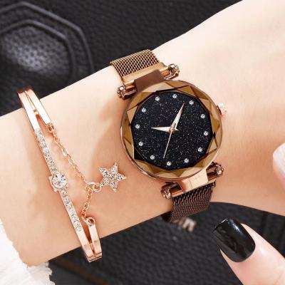 China Small Rose Gold Watch And Bracelet Geneva Herringbone Fashion Watch Three Needle Ladies Watch Gift Set Girls Girls for sale