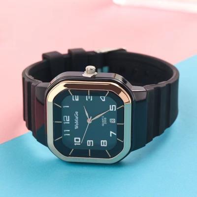 China Waterproof Unisex Watch Silicone Fashion Square Pink Black Sports Observe for sale