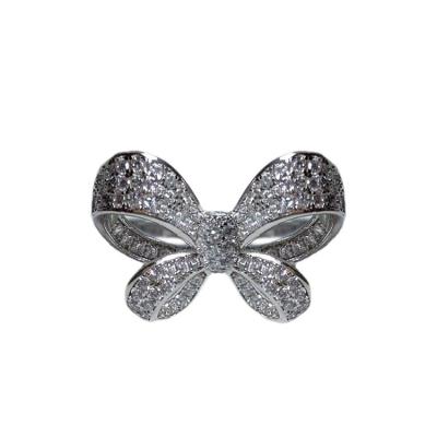 China FASHIONABLE Bowknot Adjustable Women's Temperament Design Micro Inlaid Zircon Ring Three-Dimensional for sale