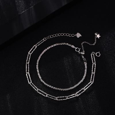 China FASHIONABLE Gypsophila S925 Silver Exquisite Temperament Plated Double Chain Bracelet for sale