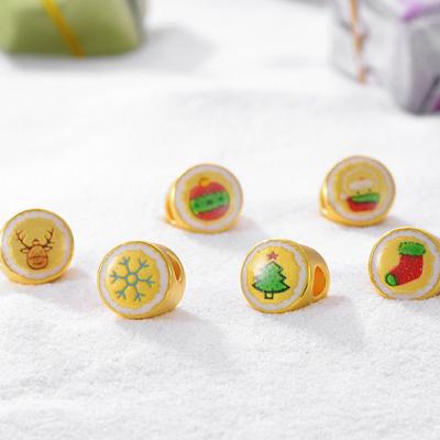 China DIY Jewelry Making Christmas Gift Golden Santa Snowman Passepartout DIY Gold Beads for sale