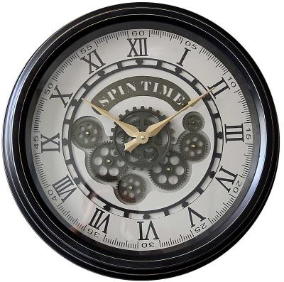 China Hot Sale 20inch Antique Style Metal Wall Clocks With Moving Gears For Home Bar Office And Kitchen for sale