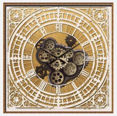 China New Arrival 60CM Style Vintage Design Metal Cog Gear Antique Wall Clocks With Running Gears For Home Decoration for sale