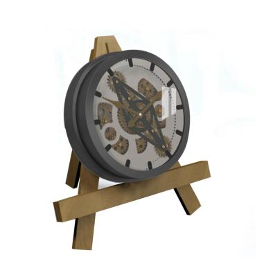 China Antique Style New Design Classic Wood Silent Table Clock Desk Clock With Movement Gears Decorative Clocks for sale