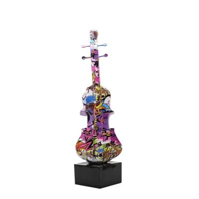 China New Europe BIG SIZE musical instrument violin guitar colorful resin statues sculpts for decoration for sale