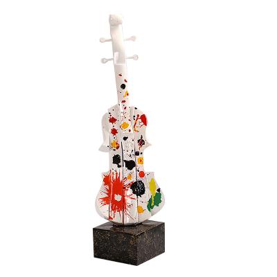 China Colorful Europe Musical Instrument Violin Guitar Resin Statues Sculptures For Home Decor for sale