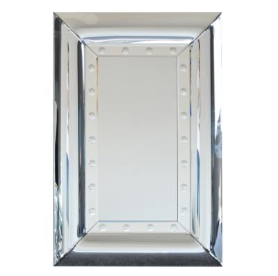 China Modern Luxury Silver Curved Crystal Vanity Mirror For Bathroom In Rectangular Design With Size 60x90cm for sale