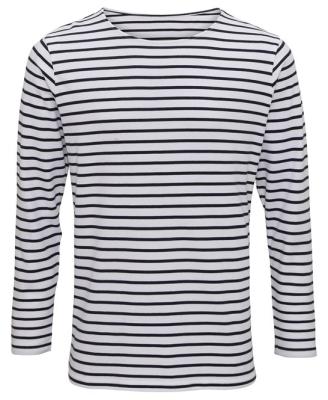 China 100% cotton color white blue sleeve super hot sale striped quality plus size men's long sleeve t-shirt for sale