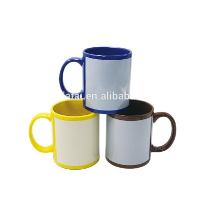 China 11 oz sublimation viable full color empty mug with white patch 11 oz sublimation mug sublimation coffee mug for sale