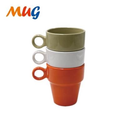 China Viable Chinese Factory Promotional Custom Color Glazed Stacked Ceramic Coffee Mug for sale