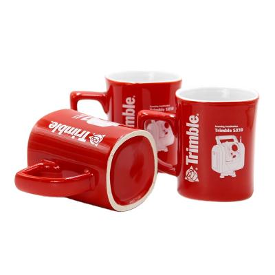 China Low Temperature Viable Hot Selling Red Glazed Ceramic Coffee Mug Custom Logo For Promotion for sale