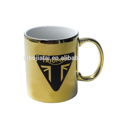 China Viable Wholesale Gold Color Ceramic Plated Mugs With Logo for sale