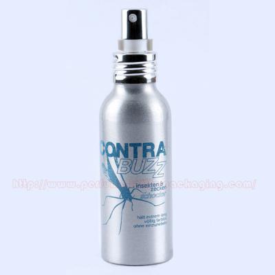 China 100ML Aluminum Perfume Bottle With 24/410 Aluminum Screw Pump For Pesticide for sale