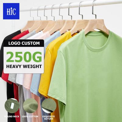 China 100% Custom Sports Shirt White Tee Shirt Logo Printed Embroidered Mens Plain DryFit Anti-Wrinkle HIC 250G Cotton Heavy T-shirt Wholesale for sale