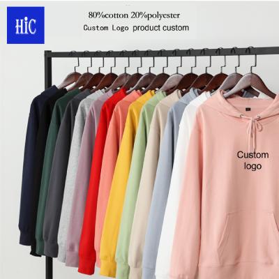 China Wholesale 300g Heavy Unisex Anti-Wrinkle HIC Hoodies Custom Logo Printed Design Long Sleeve Solid Pullover Tops Loose Sweatshirt With Pocket for sale