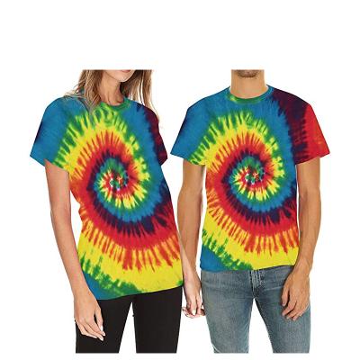 China Wholesale Unisex Anti-Wrinkle HIC Tie Dye 100%Polyester Special Offer Casual LOGO Casual LOGO T-shirt Multicolor Crewneck Plus Size Short Sleeves for sale