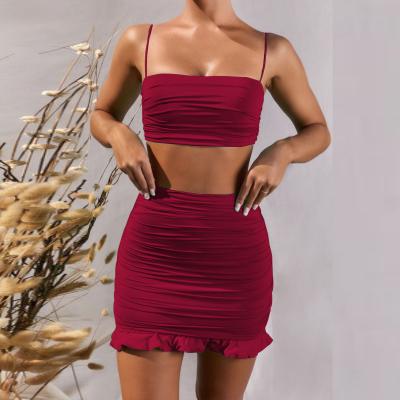 China Hot Sale Anti-Static Women Dress High Quality Custom Waist Strap Bodycon Classic Vest Set More Than 2 Pieces Set Casual Solid Mini Dress for sale