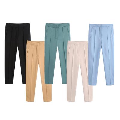 China Anti-Wrinkle Hot Sale Autumn Women Lady Elegant Trouser Swap Pants Blazers Solid Color Office Streetwear Two Piece Set Pant for sale