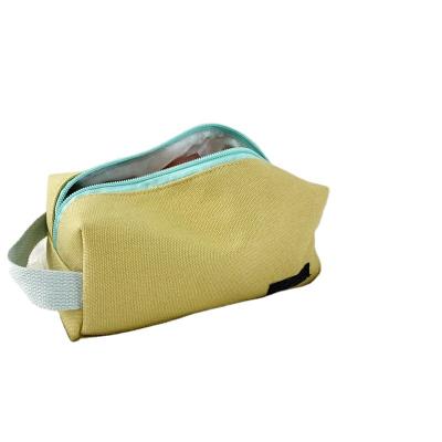 China Simple Fashion Solid Color Canvas Material Canvas Cosmetic Bag Makeup Bag Storage Bag Can Be Customized Size Waterproof Portable Travel for sale