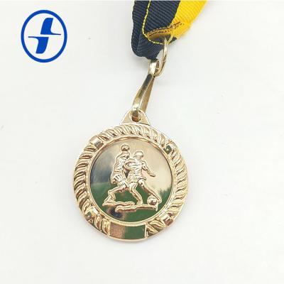 China Custom Europe Dingfeng Factory Cheap Price Gold Ribbon Souvenir Fine Sports Medal With Ribbon for sale