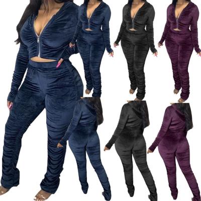 China 2020 Breathable Sexy Women 2 Piece Clothing Set Women Long Sleeve Stack Pants 2 Piece Set for sale