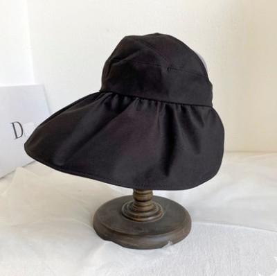 China Sunsproof Image Wide Brim With Hook And Loop Fasteners Cotton Beach Sun Visor Folding Hat for sale