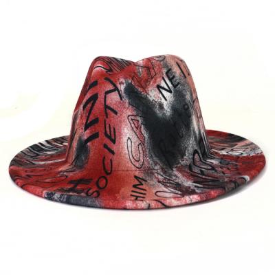 China Picture Alphabet Graffiti Formal Cowboy Hat Wide Brim Flat Elegant Empty Good Quality Cap Sleeve Hats for sale