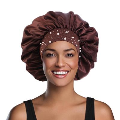 China New JOINT Satin Hair For Invisible Imitation Sleep Around Haircare Women Headwear Ceremony Adjusting Button Nightcap Silk Sleep Cap for sale