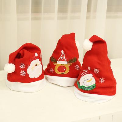 China Image Festival Santa Claus Merry Christmas Hat Plush New Supplies Wholesale Decoration Thicken Cotton Christmas Hat Beanie Adult Party for sale