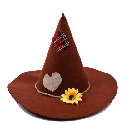 China Modern Character Steeped Costume Party Hat Sunflower Pattern Obsidian Witch Hat Halloween Hat for sale