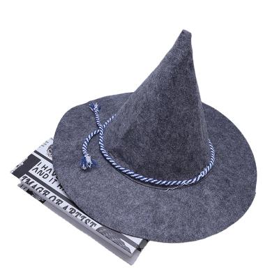 China Character Characteristic Cacuminous Witch Narrow Brim Caps Costume Party Hats Gray Felt Hat Halloween Hat for sale