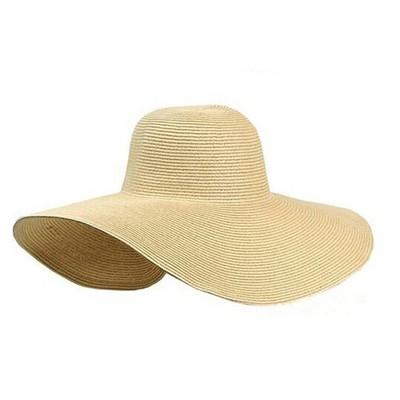 China Breathable Beach Accessories 48cm Diameter Brim Character Straw Hats For Women Portable Summer Solid Color Foldable Wide Oversized Sun Hat for sale