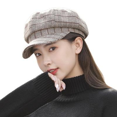 China Stylish picture fasion checked wholesale women newsboy hat male hat gastby painter hat beret for sale