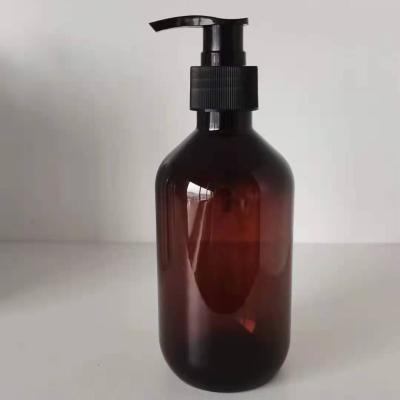 China BEAUTY PACKAGING 300ml Amber Plastic Shampoo Bottles With Pump for sale