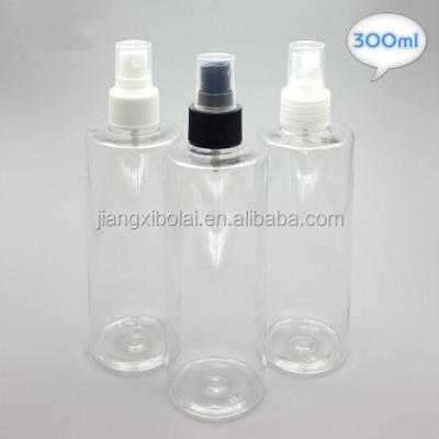 China BEAUTY PACKAGING 300ml small transparent plastic pump spray bottle with black/clear/white sprayer pump for sale