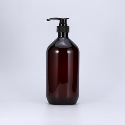 China BEAUTY PACKAGING 500ml 1000ml Amber Plastic Shampoo Bottles With Pump for sale