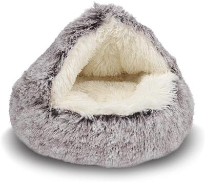 China Winter Sustainable 2 in 1 Bag of Cat Bed Round Plush Mat For Small Dog Sleeping Warm Pet Cat Bed Round Cushion House for sale