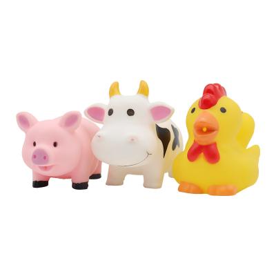 China wet to sounds squeezes play lovely farm toys for animal plastic rubber toys baby farm baby bath set plastic toy for sale