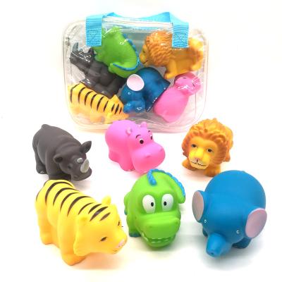 China Plastic Rubber Animal Bath Toy Hippo Tiger Elephant Crocodile Lion PVC Bath Shower Water Tub Toys For Baby for sale