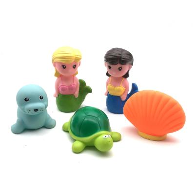 China Bath Toy Wholesale 2021 Eco-Friendly Ocean Sea Animal Figure Mermaids Injecting Water Games Bath Toys For Baby for sale