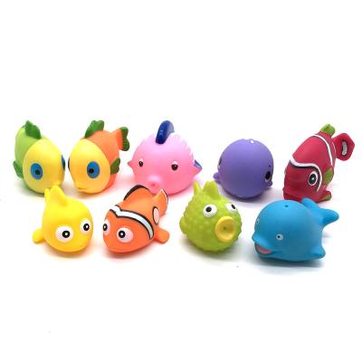 China Bathe Manufacturer Small Rubber Ocean Sea Animal Fish Clown Dolphin Plastic Baby Bath Toys For Children Kid for sale