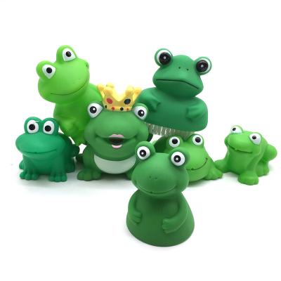 China Bath Toy Mini Rubber Plastic Sea Animal Figure Little Green Frog Water Spray Squirt Baby Bath Toy For Children for sale