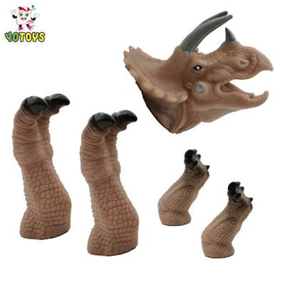 China Educational Toy PVC Figure 3D Dinosaur Shark Finger Hand Puppets Soft Plastic Plastic Rubber Animal Toys For Boys Children for sale