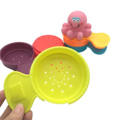 China Eco-friendly PVC Material Plastic Stacking Up Cups Play Baby Water Beach Learning Baby Bath Educational Toys For Toddler Kid for sale