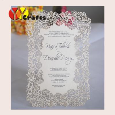 China Handmade menu cards Laser cut Rose flower design wedding handmade menu cards Printing service for sale