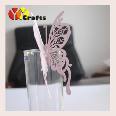 China Butterfly wine glass place card holders for wedding party / Birthday for sale