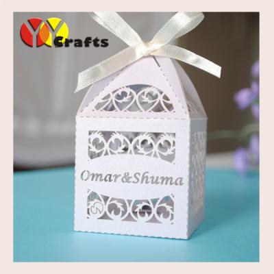 China Wedding Gift Boxes laser cut party , wedding favors box with free name logo for sale