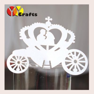 China Fairy Tale Carriage Wine Glass Place Cards For Engagement Party for sale