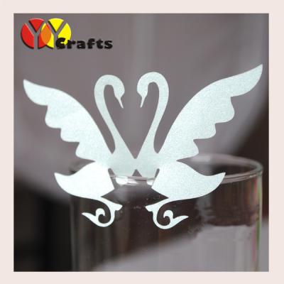 China Customised Couple Swan Place Cards romantic paper with laser cut for sale